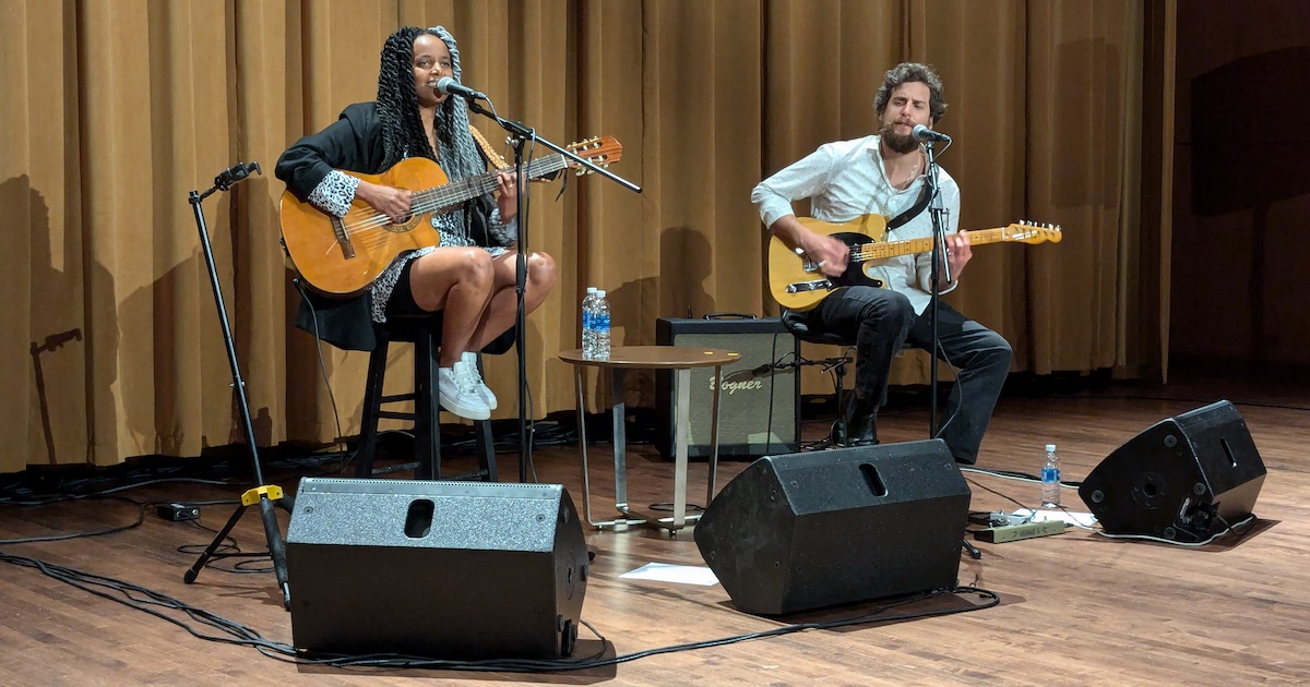 Aveva sings on stage at the JCC