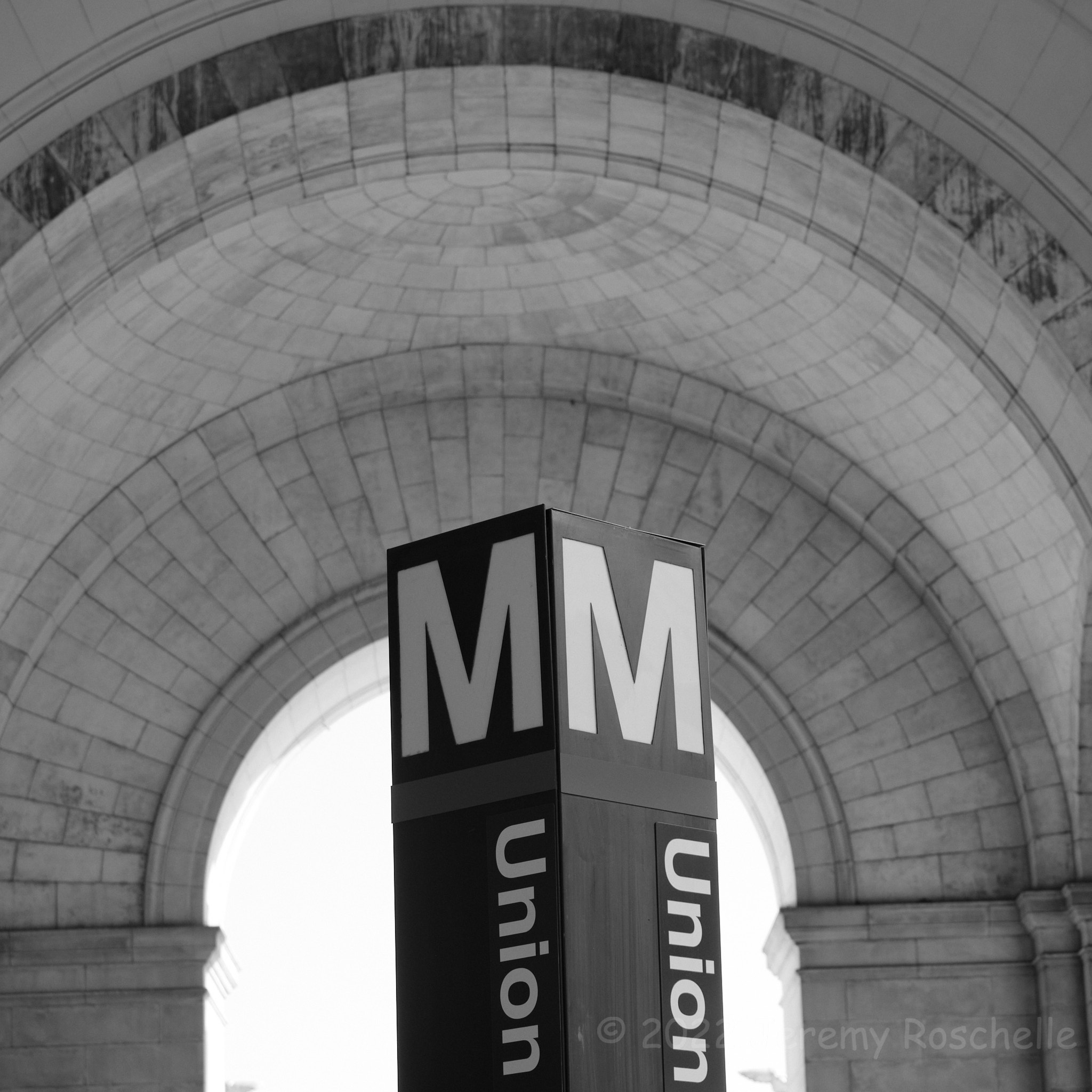 metro sign post in Union Station