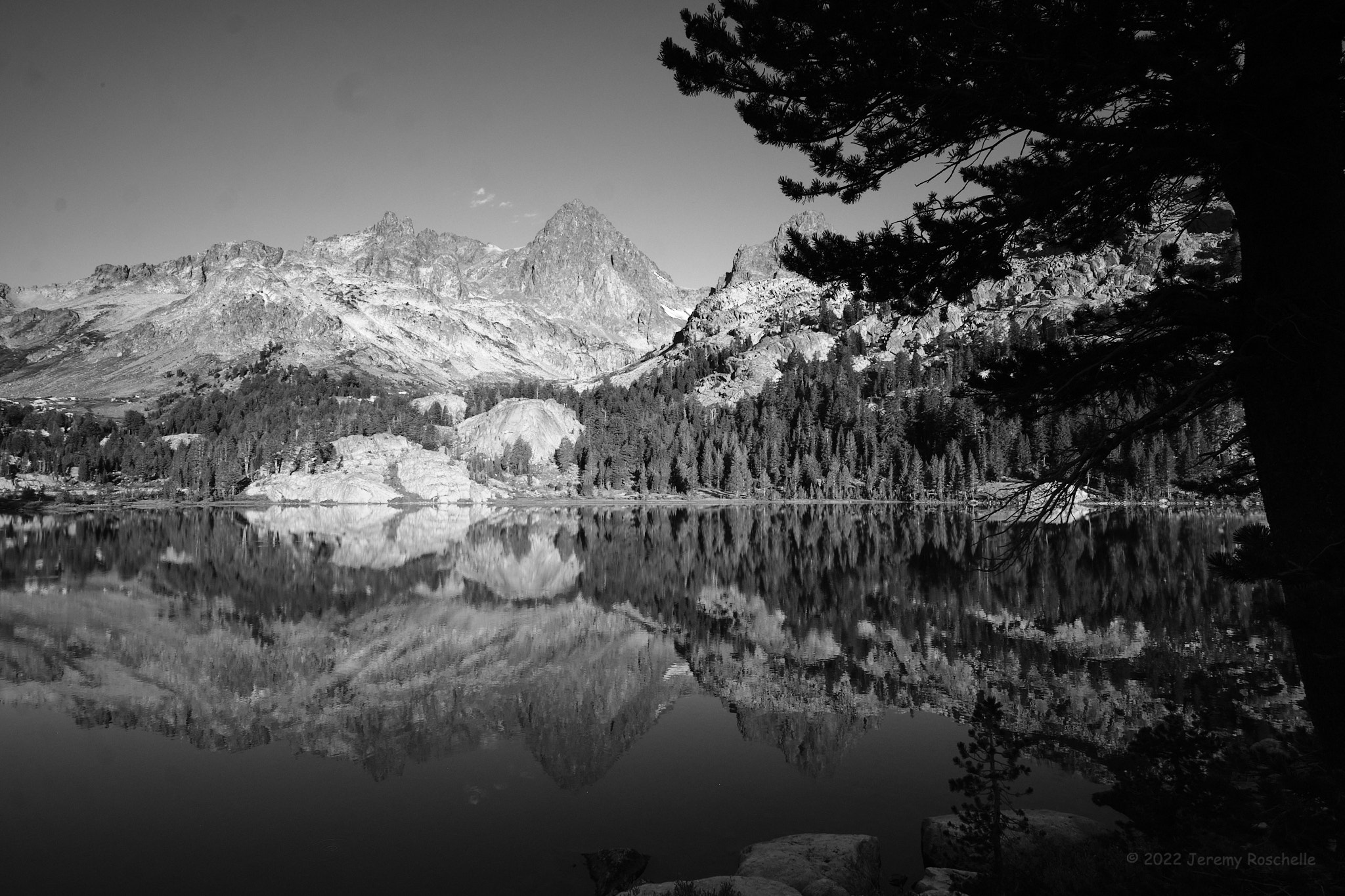 Lake Ediza, black and white photo