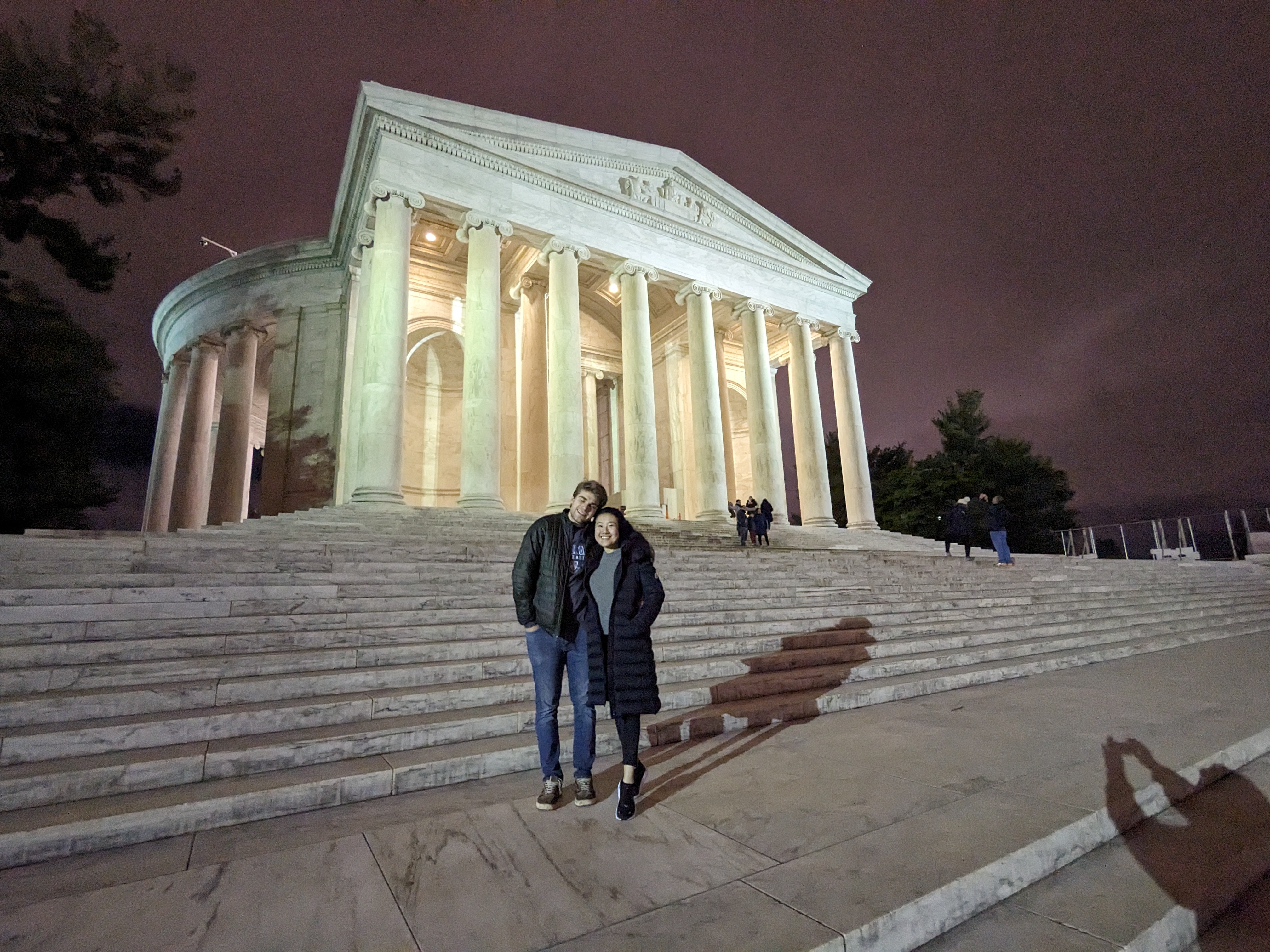 &lt;# Micah and Victoria at the Jefferson Memorial at night  #&gt;